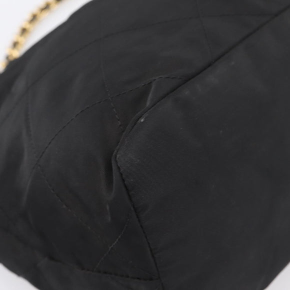 PRADA Chain Shoulder Bag Nylon Black Gold Tone Auth 202186A