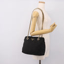 PRADA Chain Shoulder Bag Nylon Black Gold Tone Auth 202186A-26
