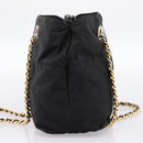 PRADA Chain Shoulder Bag Nylon Black Gold Tone Auth 202186A-3
