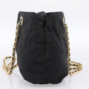 PRADA Chain Shoulder Bag Nylon Black Gold Tone Auth 202186A-4