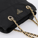 PRADA Chain Shoulder Bag Nylon Black Gold Tone Auth 202186A-6