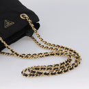 PRADA Chain Shoulder Bag Nylon Black Gold Tone Auth 202186A-7