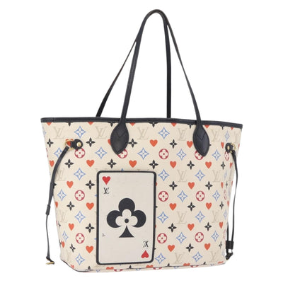 LOUIS VUITTON Monogram Game On Neverfull MM Tote Bag White M57462 LV Auth 202187