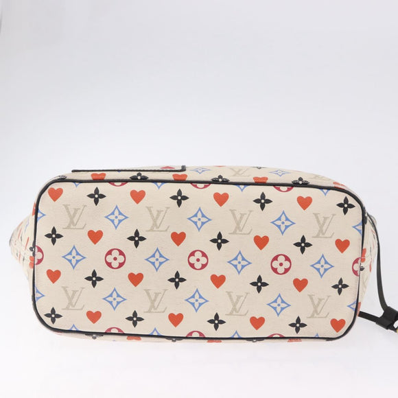 LOUIS VUITTON Monogram Game On Neverfull MM Tote Bag White M57462 LV Auth 202187