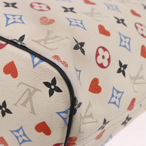 LOUIS VUITTON Monogram Game On Neverfull MM Tote Bag White M57462 LV Auth 202187