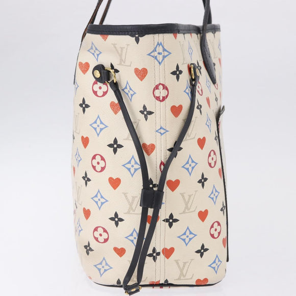 LOUIS VUITTON Monogram Game On Neverfull MM Tote Bag White M57462 LV Auth 202187