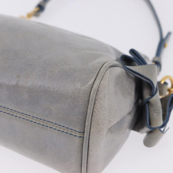 Miu Miu Shoulder Bag Vitellolux Light Blue Gold Auth 202191M