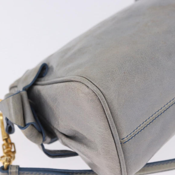 Miu Miu Shoulder Bag Vitellolux Light Blue Gold Auth 202191M