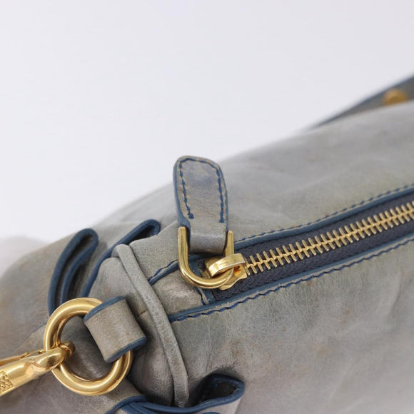 Miu Miu Shoulder Bag Vitellolux Light Blue Gold Auth 202191M