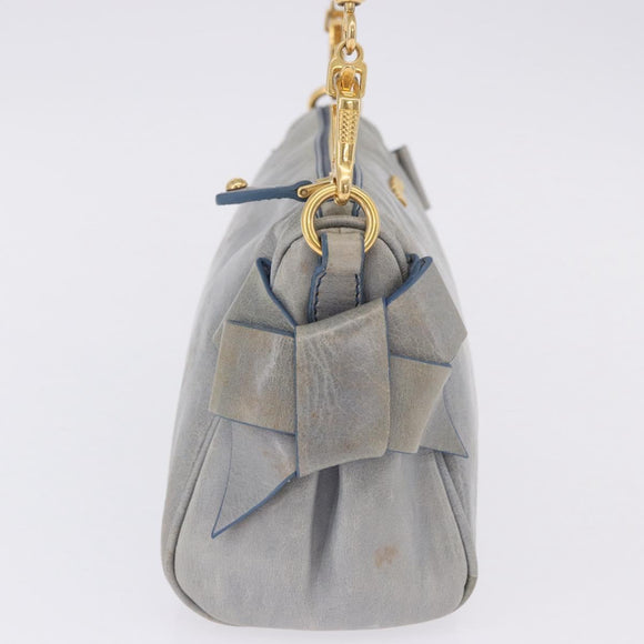 Miu Miu Shoulder Bag Vitellolux Light Blue Gold Auth 202191M