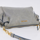 Miu Miu Shoulder Bag Vitellolux Light Blue Gold Auth 202191M-8
