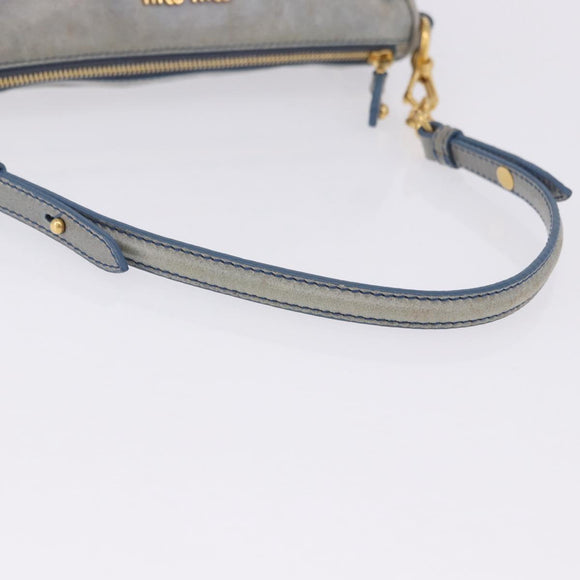 Miu Miu Shoulder Bag Vitellolux Light Blue Gold Auth 202191M