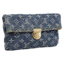 LOUIS VUITTON Monogram Denim Pochette Plat Clutch Bag Blue M95007 Auth 202197V-1