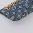 LOUIS VUITTON Monogram Denim Pochette Plat Clutch Bag Blue M95007 Auth 202197V-11