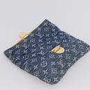 LOUIS VUITTON Monogram Denim Pochette Plat Clutch Bag Blue M95007 Auth 202197V-13