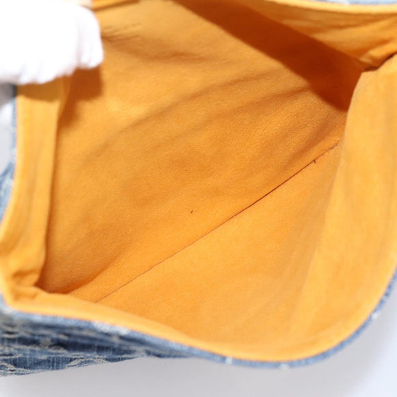 LOUIS VUITTON Monogram Denim Pochette Plat Clutch Bag Blue M95007 Auth 202197V