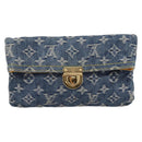 LOUIS VUITTON Monogram Denim Pochette Plat Clutch Bag Blue M95007 Auth 202197V-2