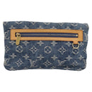 LOUIS VUITTON Monogram Denim Pochette Plat Clutch Bag Blue M95007 Auth 202197V-3