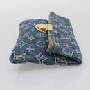 LOUIS VUITTON Monogram Denim Pochette Plat Clutch Bag Blue M95007 Auth 202197V-5