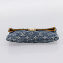 LOUIS VUITTON Monogram Denim Pochette Plat Clutch Bag Blue M95007 Auth 202197V-7