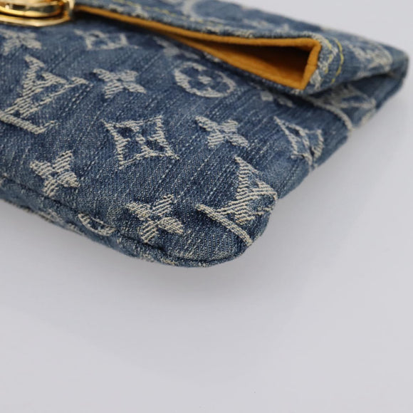 LOUIS VUITTON Monogram Denim Pochette Plat Clutch Bag Blue M95007 Auth 202197V