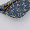 LOUIS VUITTON Monogram Denim Pochette Plat Clutch Bag Blue M95007 Auth 202197V-9