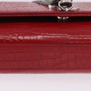 SAINT LAURENT Chain Kate Shoulder Bag Leather Red Silver Auth 202203V-6