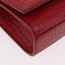 SAINT LAURENT Chain Kate Shoulder Bag Leather Red Silver Auth 202203V-9
