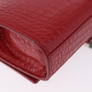 SAINT LAURENT Chain Kate Shoulder Bag Leather Red Silver Auth 202203V-16