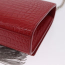 SAINT LAURENT Chain Kate Shoulder Bag Leather Red Silver Auth 202203V-17
