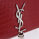 SAINT LAURENT Chain Kate Shoulder Bag Leather Red Silver Auth 202203V-19