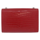 SAINT LAURENT Chain Kate Shoulder Bag Leather Red Silver Auth 202203V-2