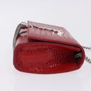SAINT LAURENT Chain Kate Shoulder Bag Leather Red Silver Auth 202203V-3