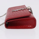 SAINT LAURENT Chain Kate Shoulder Bag Leather Red Silver Auth 202203V-4