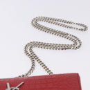 SAINT LAURENT Chain Kate Shoulder Bag Leather Red Silver Auth 202203V-14