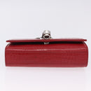SAINT LAURENT Chain Kate Shoulder Bag Leather Red Silver Auth 202203V-5