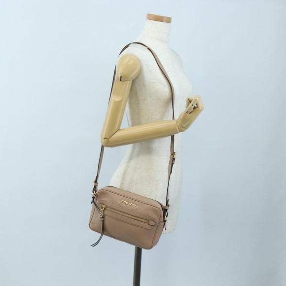Miu Miu Shoulder Bag Leather 2way Pink Gold Auth 202204M