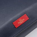 VALENTINO Hand Bag Leather 2way Navy Gold Auth 202206V-20