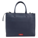 VALENTINO Hand Bag Leather 2way Navy Gold Auth 202206V-2