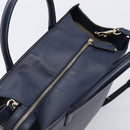 VALENTINO Hand Bag Leather 2way Navy Gold Auth 202206V-6