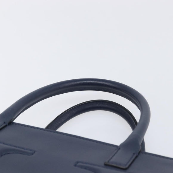 VALENTINO Hand Bag Leather 2way Navy Gold Auth 202206V