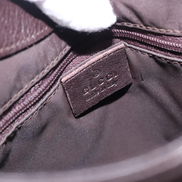 GUCCI Bamboo Shoulder Bag Leather Dark Brown Silver 001 3244 Auth 202214A