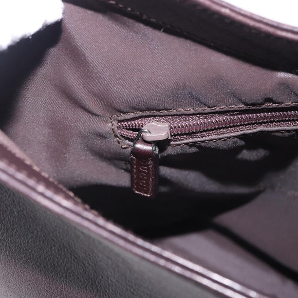 GUCCI Bamboo Shoulder Bag Leather Dark Brown Silver 001 3244 Auth 202214A