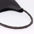 GUCCI Bamboo Shoulder Bag Leather Dark Brown Silver 001 3244 Auth 202214A-7