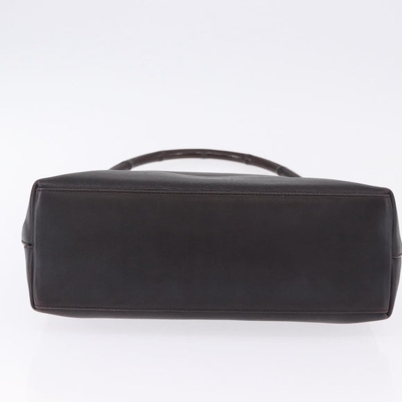 GUCCI Bamboo Shoulder Bag Leather Dark Brown Silver 001 3244 Auth 202214A