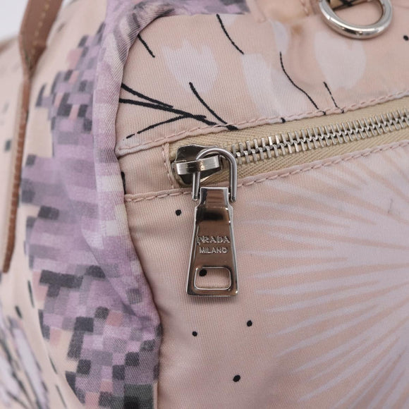 PRADA Tote Bag Nylon Pink Silver Auth 202215
