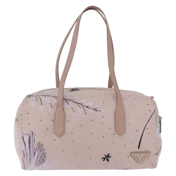 PRADA Tote Bag Nylon Pink Silver Auth 202215
