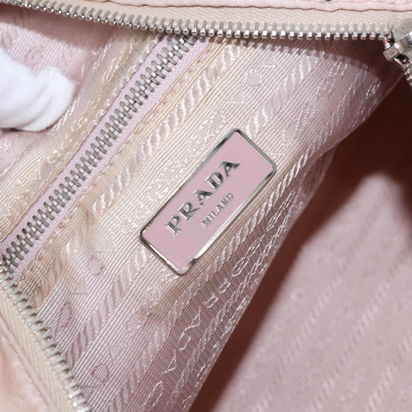 PRADA Tote Bag Nylon Pink Silver Auth 202215