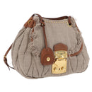 Miu Miu Matelasse Chain Shoulder Bag Canvas Beige Gold Auth 202216V-1