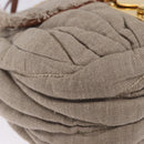 Miu Miu Matelasse Chain Shoulder Bag Canvas Beige Gold Auth 202216V-15